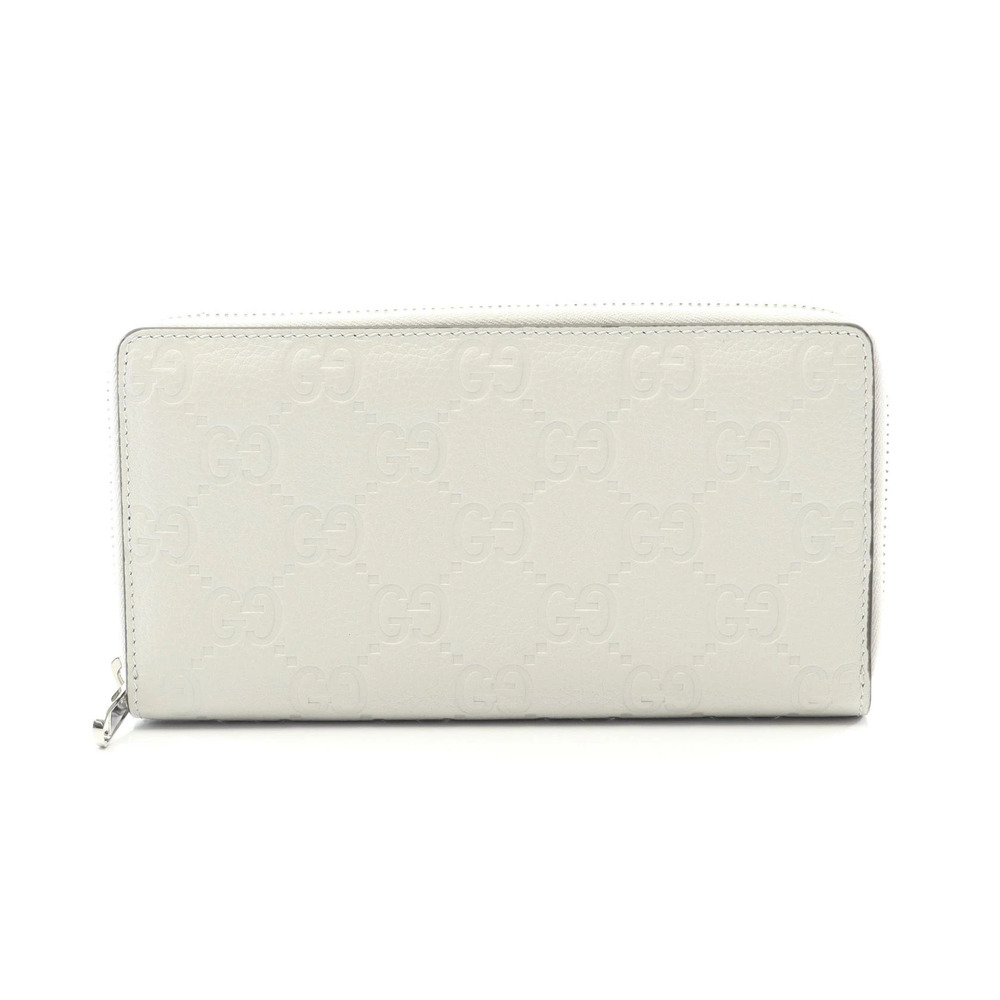 Gucci Imprint Round Long Wallet Leather Gray